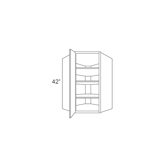RTA Brilliant White Shaker 24" x 42" Wall Diagonal Corner Cabinet with 2 Decorative END Panels