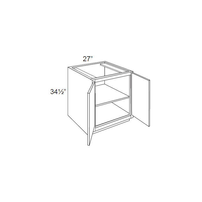 RTA Brilliant White Shaker 27" Full Height Door Base Cabinet