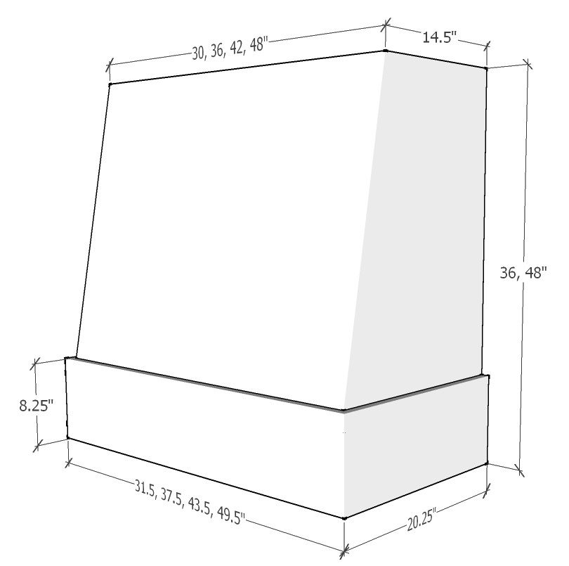 RTA Brilliant White Shaker Wilmington 36" x 36" Smooth Angled Hood with Chestnut Finished Banding