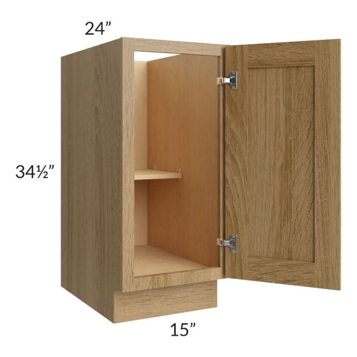 RTA Catalina Toffee 15" Full Height Door Base Cabinet with 2 Decorativ ...