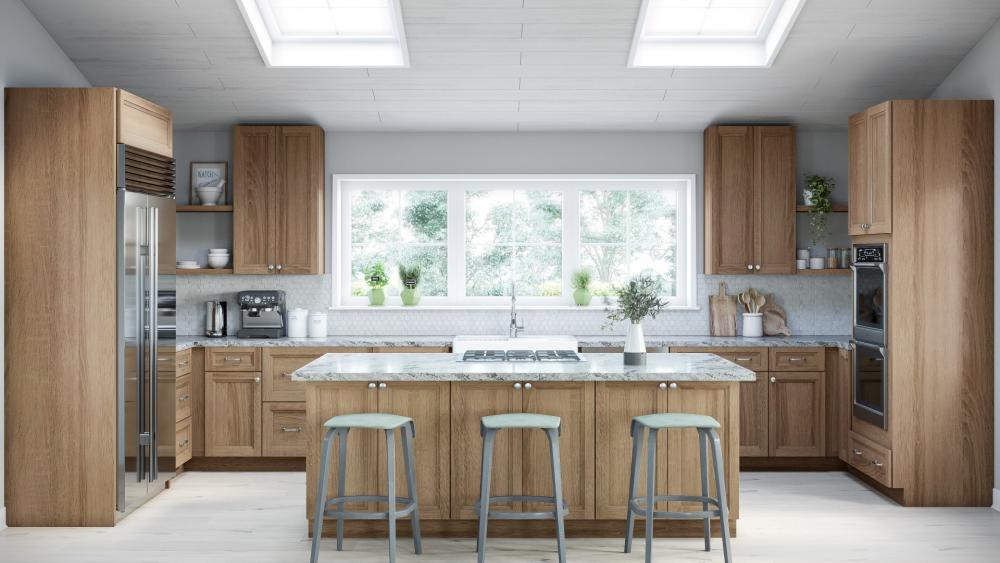 RTA Catalina Toffee 18" x 90" x 24" Wall Pantry Cabinet with 2 Decorative End Panels