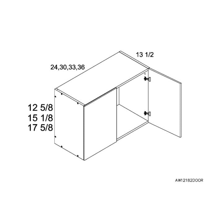 RTA Euro Cafe 33" x 12-5/8" Wall Cabinet with 1 Finished End Panel