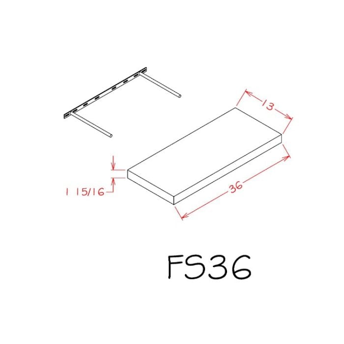 RTA Euro Grey 36" Floating Wall Shelf