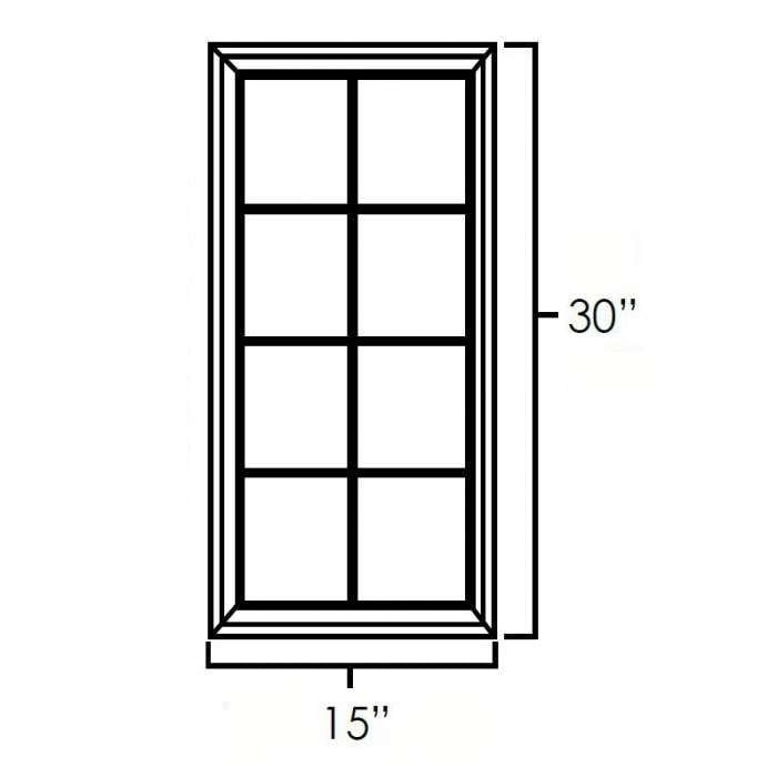 RTA Glazed Praline 15" x 30" Mullion Glass Door