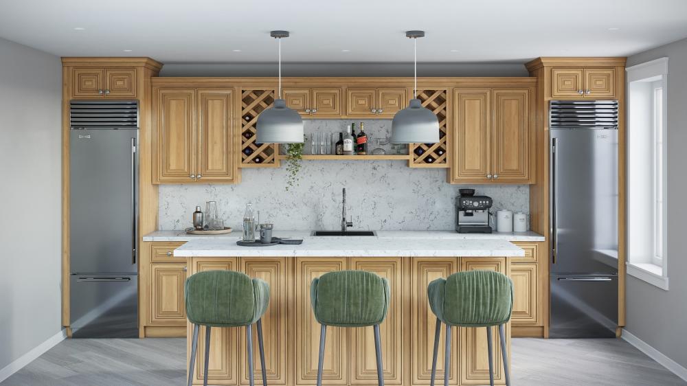 RTA Glazed Praline 30" x 6" Spice Drawer Wall Cabinet