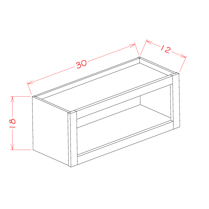 RTA Graphite Grey Shaker 30" Wall Open Cabinet