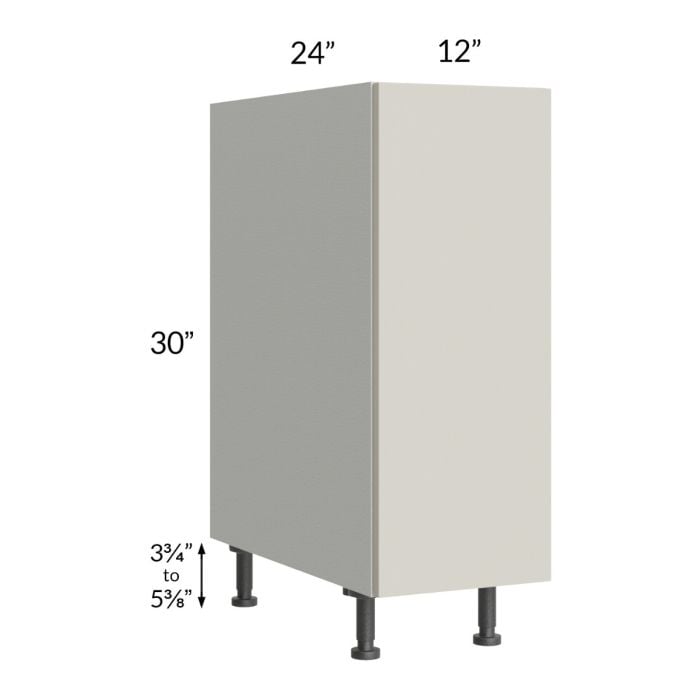 RTA Milan Beige Matte 12" Full Height Door Base Cabinet-Left Hinged with 2 Finished Sides and Spice Pull-Out