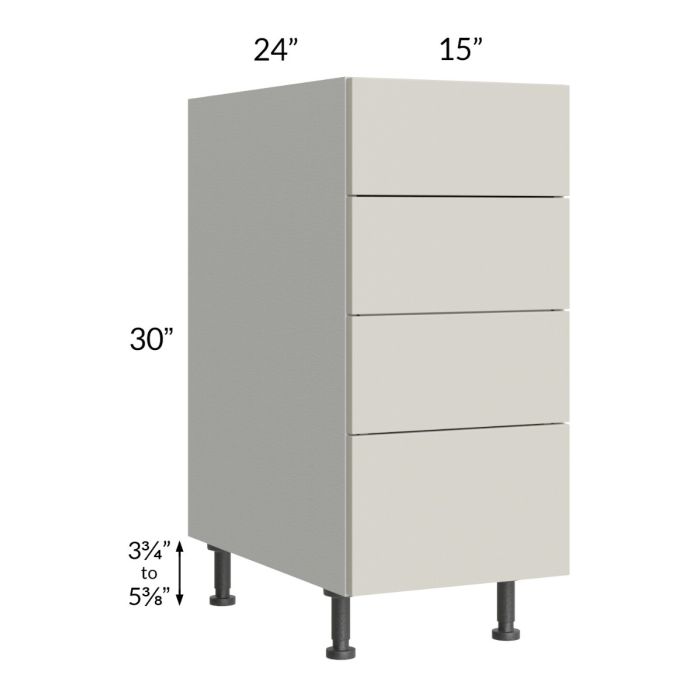 RTA Milan Beige Matte 15" 4-Drawer Base Cabinet