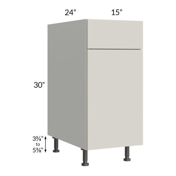 RTA Milan Beige Matte 15" Base Cabinet-Right Hinged with 1 Finished Side