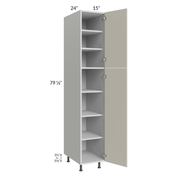 RTA Milan Beige Matte 15" x 24" x 84" Pantry Cabinet (24" depth)-Right ...