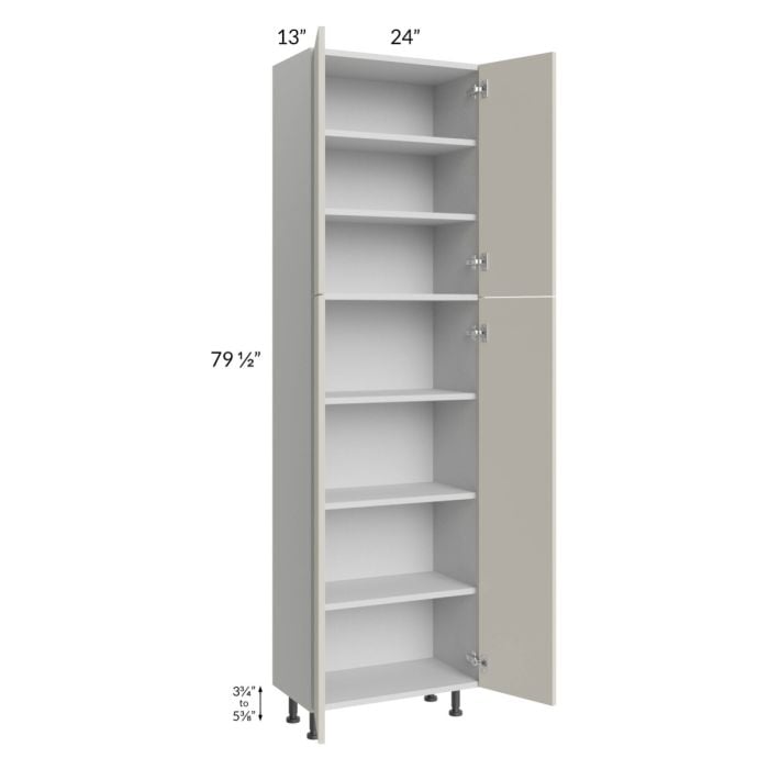 RTA Milan Beige Matte 24" x 13" x 84" Pantry Cabinet (4 doors, 13" dep – Kitchen Oasis