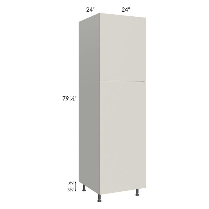 RTA Milan Beige Matte 24" x 24" x 84" Pantry Cabinet (2 doors, 24" depth) with 1 Finished Side and 3 Roll Out Trays