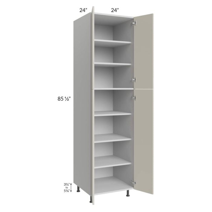RTA Milan Beige Matte 24" x 24" x 90" Pantry Cabinet (4 doors, 24" dep – Kitchen Oasis