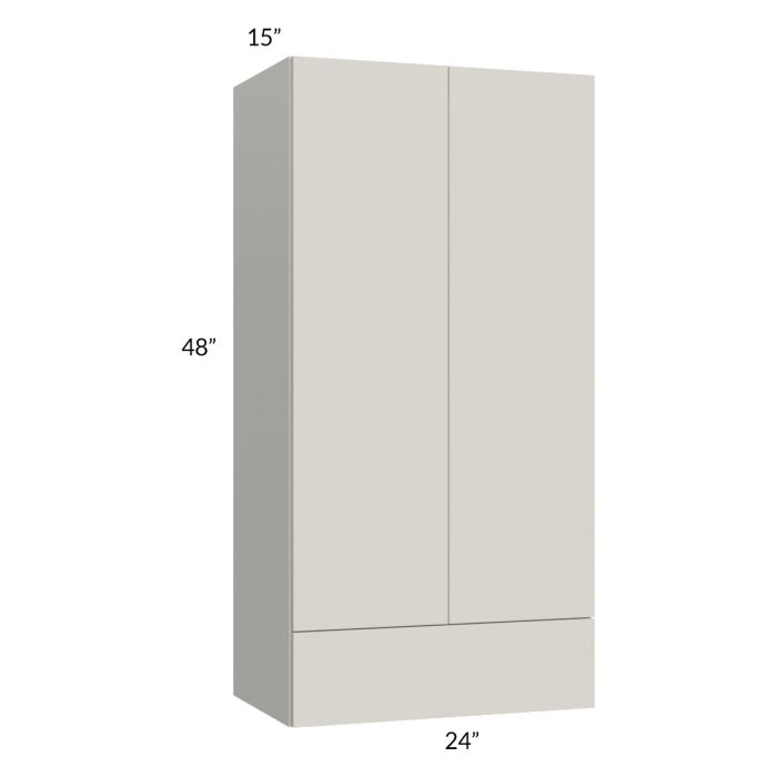 RTA Milan Beige Matte 24" x 48" x 15" Wall Cabinet Hinged with Drawers and 2 Finished End Panels