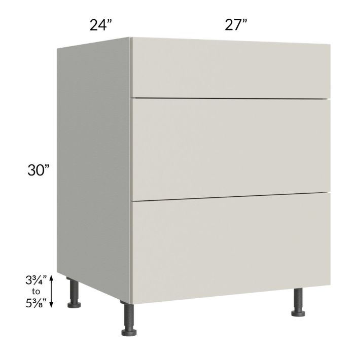 RTA Milan Beige Matte 27" 3-Drawer Base Cabinet