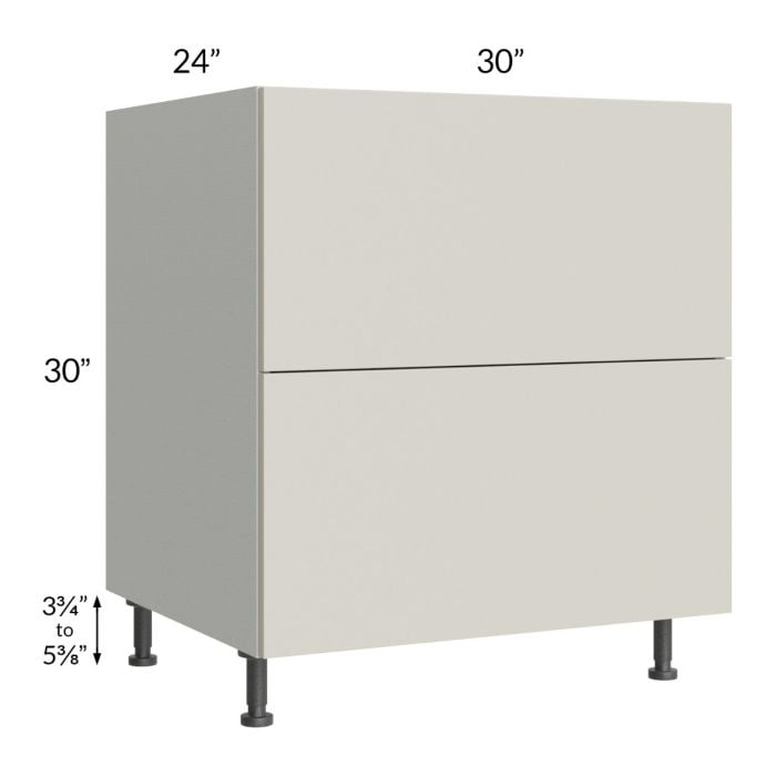 RTA Milan Beige Matte 30" 2-Drawer Base Cabinet with 1 Finished Side