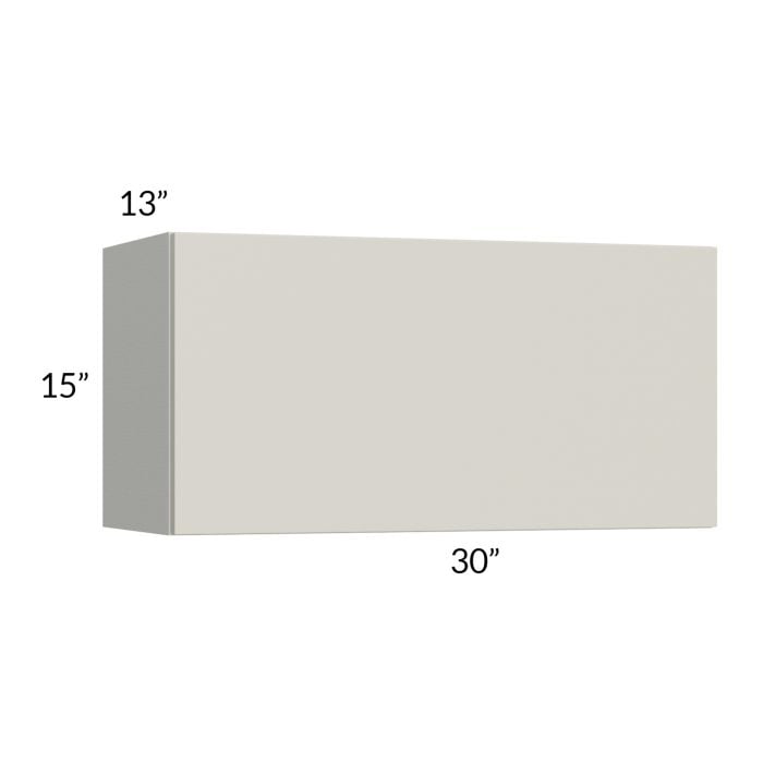 RTA Milan Beige Matte 30" x 15" Lift-Up Door Wall Cabinet with 1 Finished End Panel