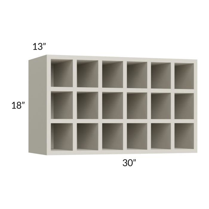 RTA Milan Beige Matte 30" x 18" Wine Rack Cabinet with 1 Finished End Panel