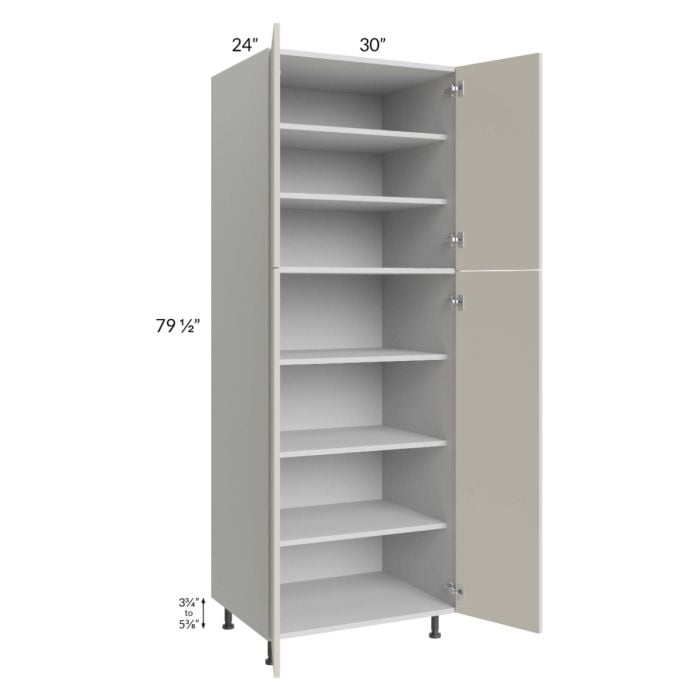 RTA Milan Beige Matte 30" x 24" x 84" Pantry Cabinet (24" depth) with ...