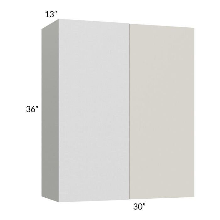 RTA Milan Beige Matte 30" x 36" Blind Corner Wall Cabinet-Right-Hinged Door on Left with 2 Finished End Panels