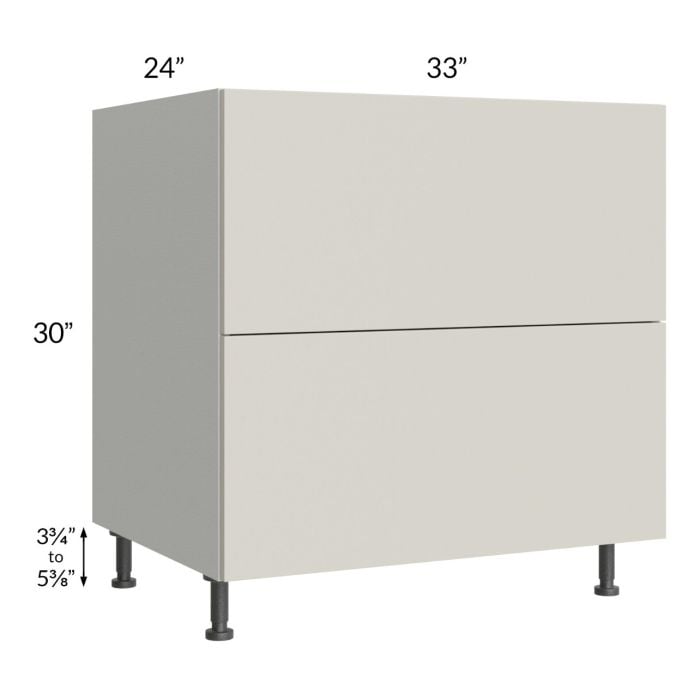 RTA Milan Beige Matte 33" 2-Drawer Base Cabinet with 2 Finished Sides