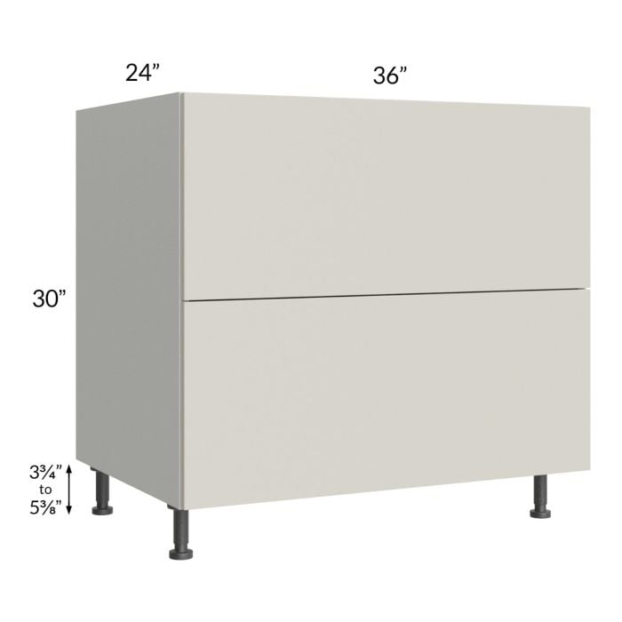 RTA Milan Beige Matte 36" 2-Drawer Base Cabinet with 2 Finished Sides