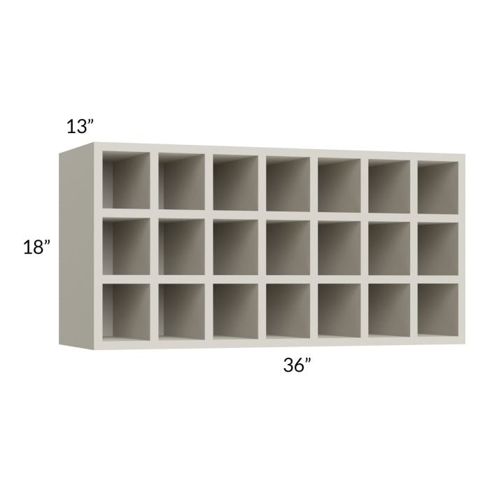 RTA Milan Beige Matte 36" x 18" Wine Rack Cabinet with 1 Finished End Panel