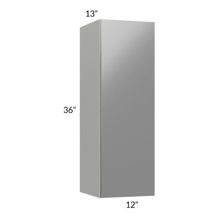 RTA Milan Grey Gloss 12" x 36" Wall Cabinet-Left Hinged with 2 Finished Sides