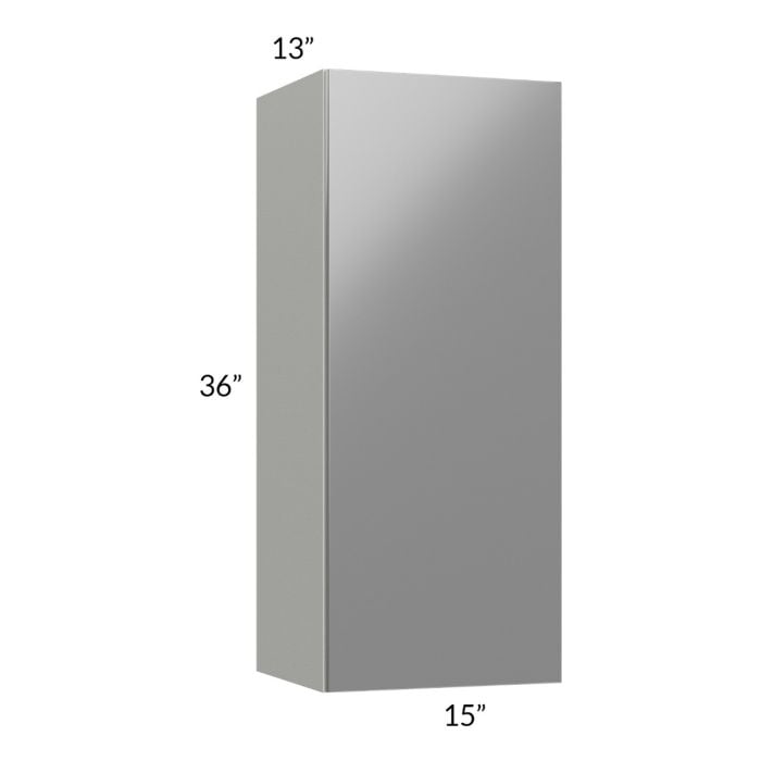 RTA Milan Grey Gloss 15" x 36" Wall Cabinet-Right Hinged with 2 Finished Sides