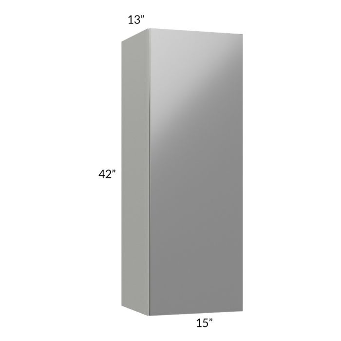 RTA Milan Grey Gloss 15" x 42" Wall Cabinet-Right Hinged