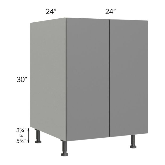 RTA Milan Grey Gloss 24" Full Height Door Base Cabinet with 1 Roll Out Tray