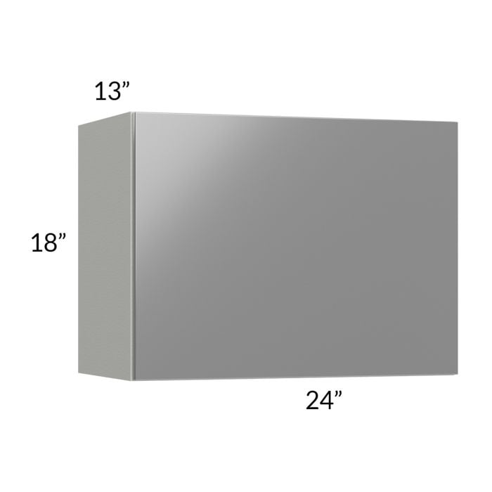 RTA Milan Grey Gloss 24" x 18" Lift-Up Door Wall Cabinet with 1 Finished Side