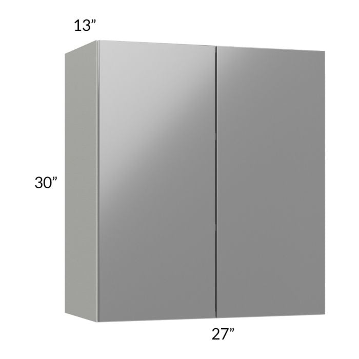 RTA Milan Grey Gloss 27" x 30" Wall Cabinet with 2 Finished Sides