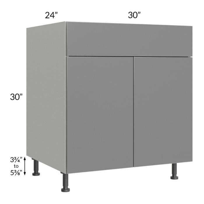 RTA Milan Grey Gloss 30" Base Cabinet with 1 Roll Out Tray