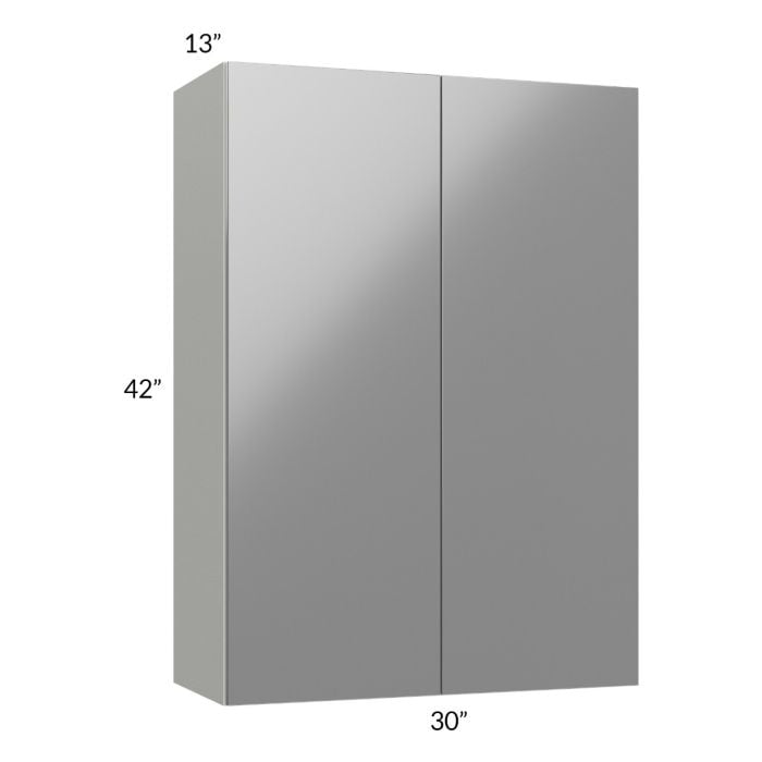 RTA Milan Grey Gloss 30" x 42" Wall Cabinet with 1 Finished Side