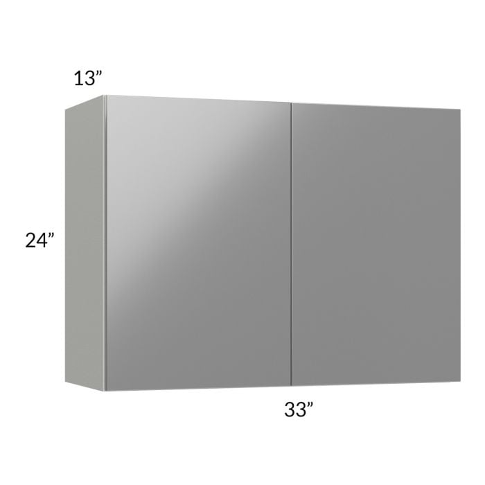 RTA Milan Grey Gloss 33" x 24" Wall Cabinet with 2 Finished Sides