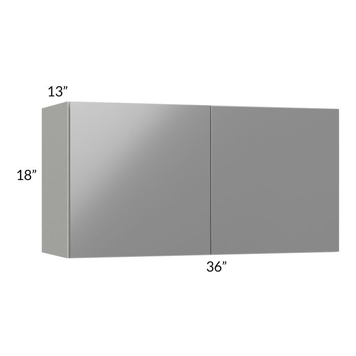 RTA Milan Grey Gloss 36" x 18" Wall Cabinet with 1 Finished Side