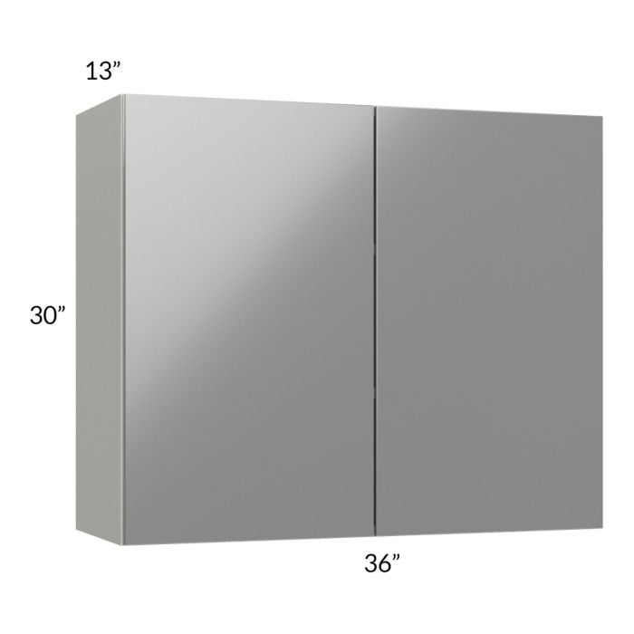 RTA Milan Grey Gloss 36" x 30" Wall Cabinet with 1 Finished Side