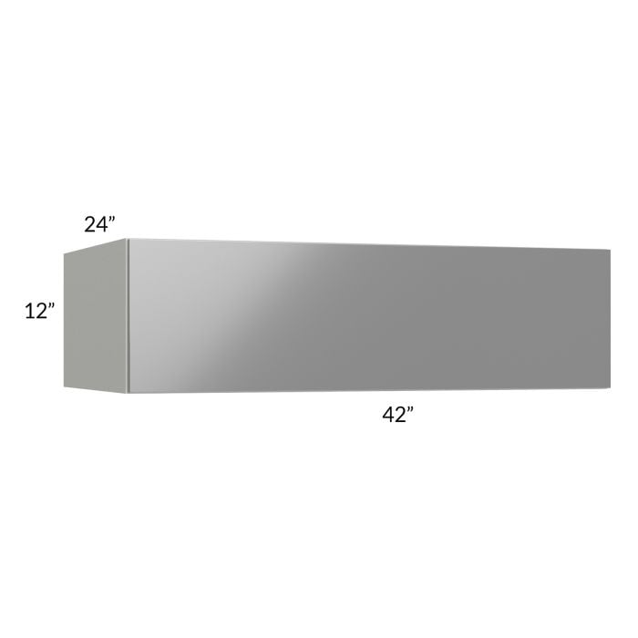 RTA Milan Grey Gloss 42" x 12" x 24" Lift-Up Door Wall Cabinet with 2 Finished Sides