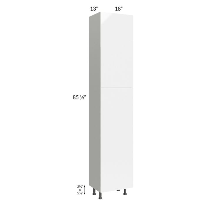 RTA Milan White Gloss 18" x 13" x 90" Pantry Cabinet (13" depth)-Left Hinged