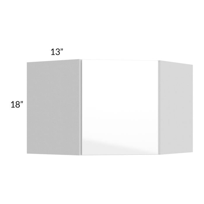 RTA Milan White Gloss 24" x 18" Diagonal Corner Wall Cabinet-Right Hinged
