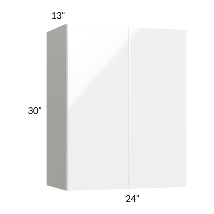 RTA Milan White Gloss 24" x 30" Wall Cabinet with 1 Finished Side