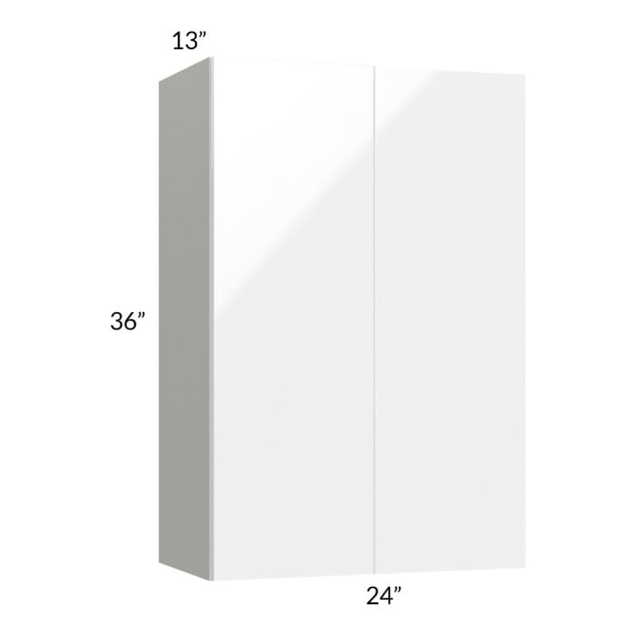RTA Milan White Gloss 24" x 36" Wall Cabinet with 1 Finished Side