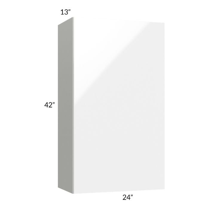 RTA Milan White Gloss 24" x 42" Wall Cabinet (1 door)-Right Hinged with 1 Finished Side