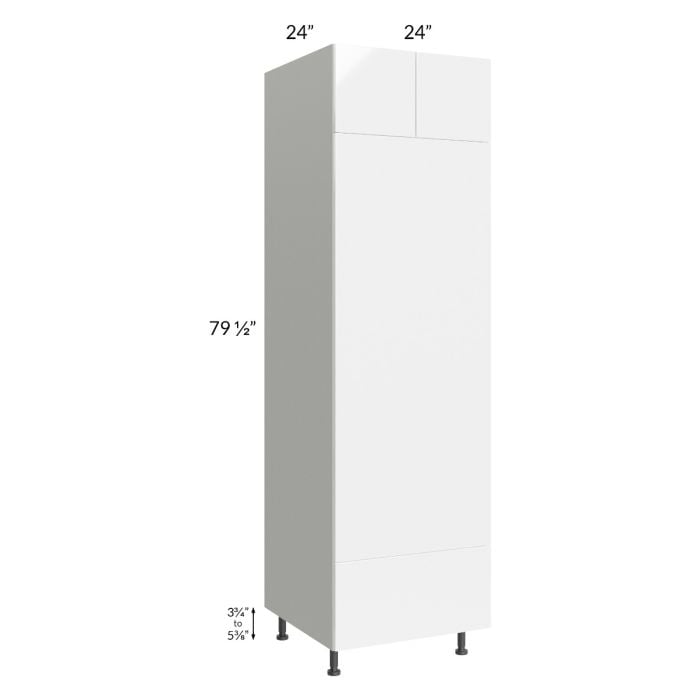 RTA Milan White Gloss 24" x 84" Double Oven Cabinet with 1 Finished Side