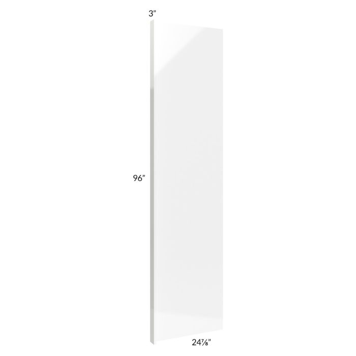 RTA Milan White Gloss 25" x 96" Refrigerator End Panel with 3" Stil
