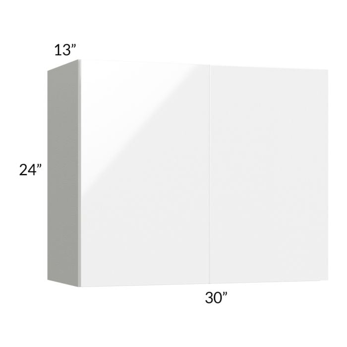 RTA Milan White Gloss 30" x 24" Wall Cabinet with 2 Finished Sides