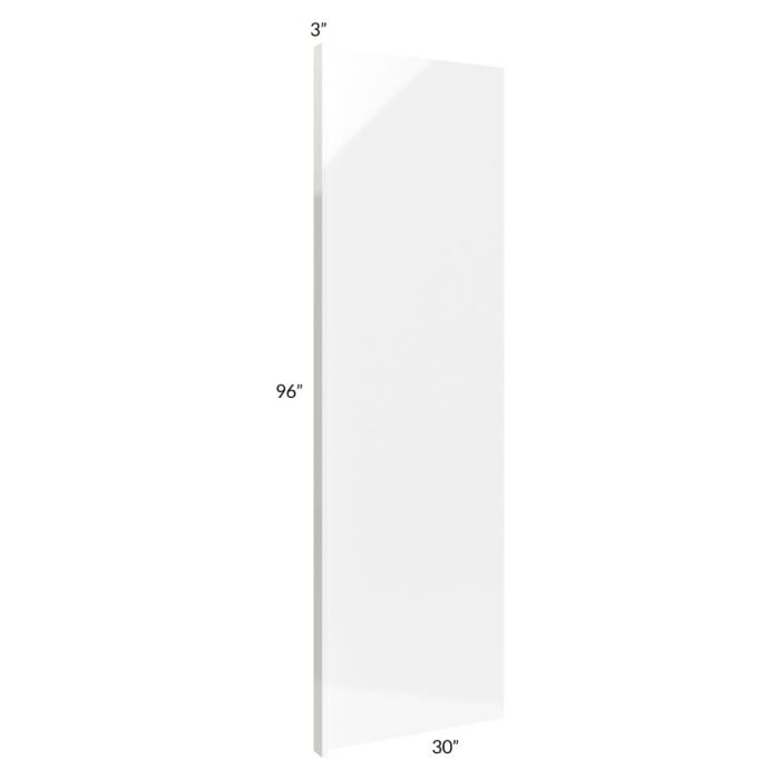 RTA Milan White Gloss 30" x 96" Refrigerator End Panel with 3" Stile