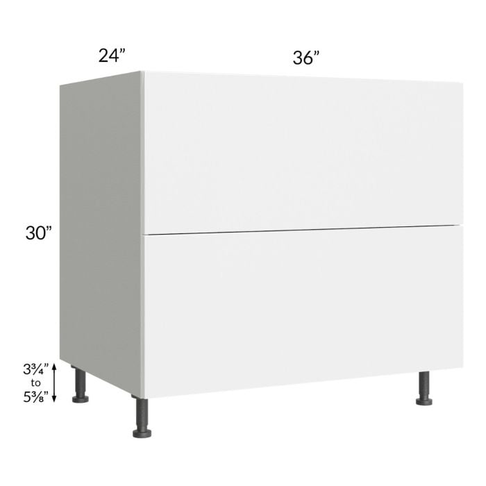 RTA Milan White Gloss 36" 2-Drawer Base Cabinet