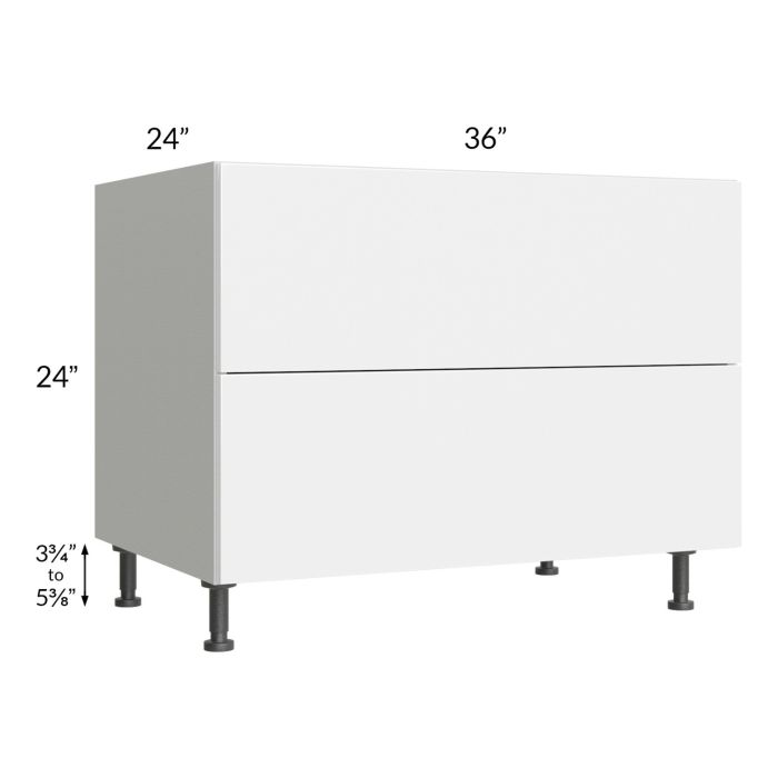 RTA Milan White Gloss 36" 2-Drawer Range Top Base Cabinet